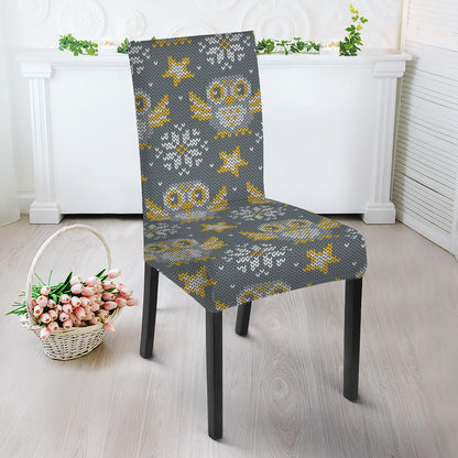 Owl Knitted Pattern Print Dining Chair Slipcover