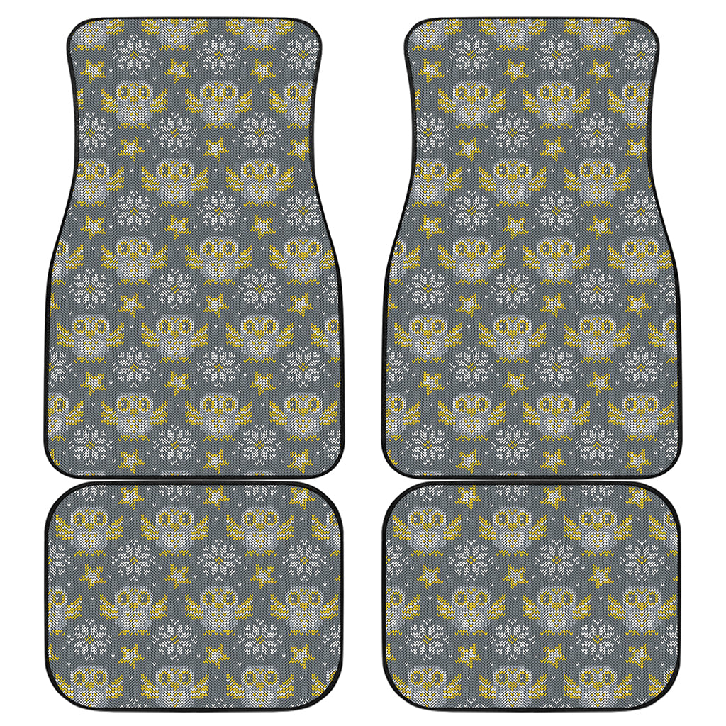 Owl Knitted Pattern Print Front and Back Car Floor Mats