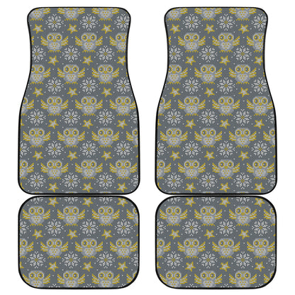 Owl Knitted Pattern Print Front and Back Car Floor Mats