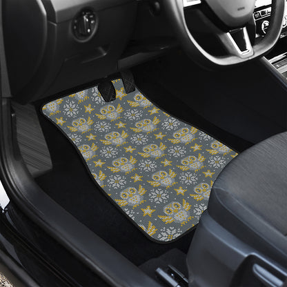 Owl Knitted Pattern Print Front and Back Car Floor Mats