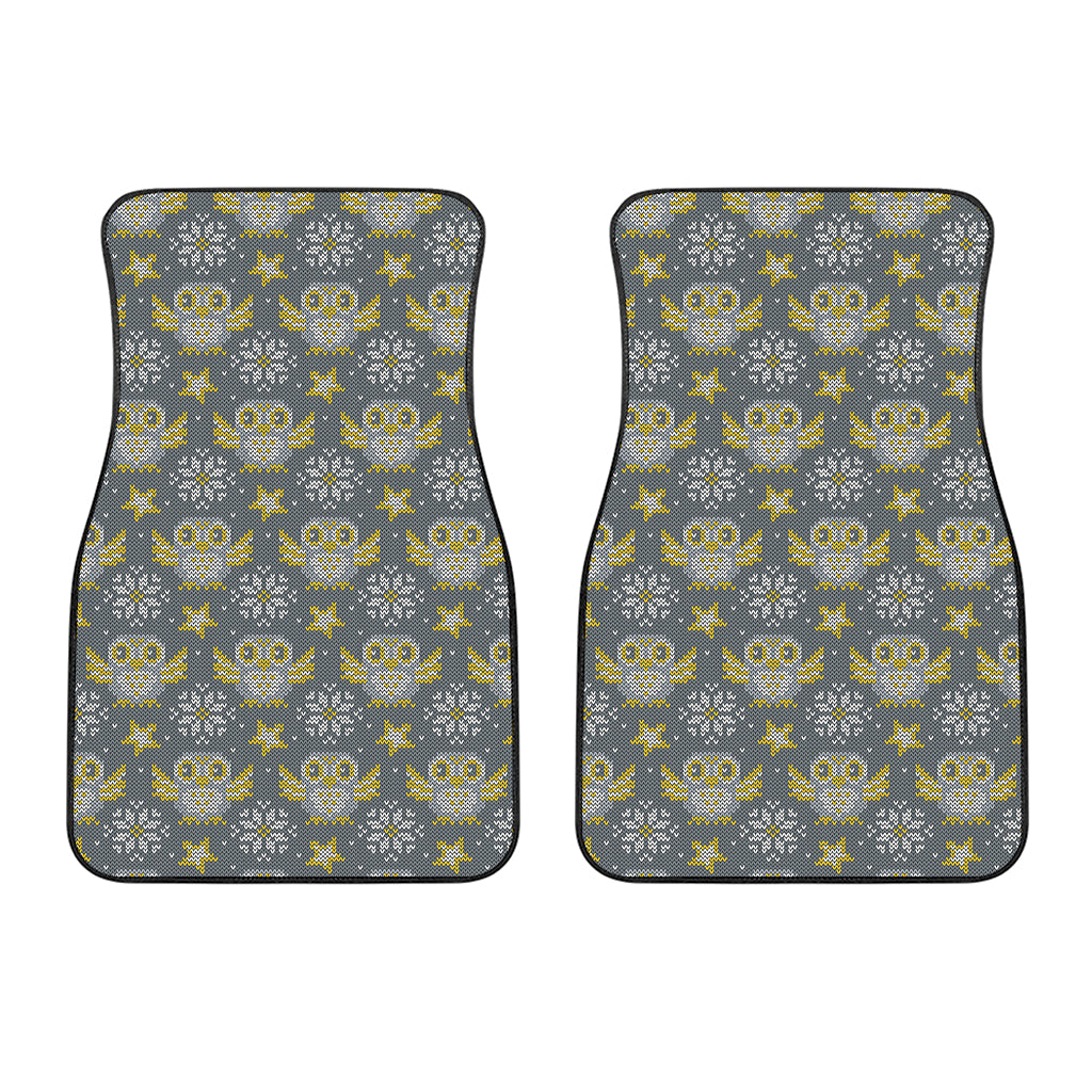 Owl Knitted Pattern Print Front Car Floor Mats