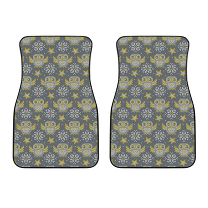 Owl Knitted Pattern Print Front Car Floor Mats