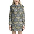 Owl Knitted Pattern Print Pullover Hoodie Dress
