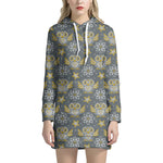 Owl Knitted Pattern Print Hoodie Dress