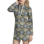 Owl Knitted Pattern Print Hoodie Dress