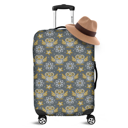 Owl Knitted Pattern Print Luggage Cover