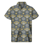 Owl Knitted Pattern Print Men's Short Sleeve Shirt
