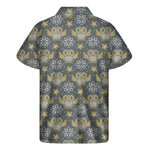 Owl Knitted Pattern Print Men's Short Sleeve Shirt