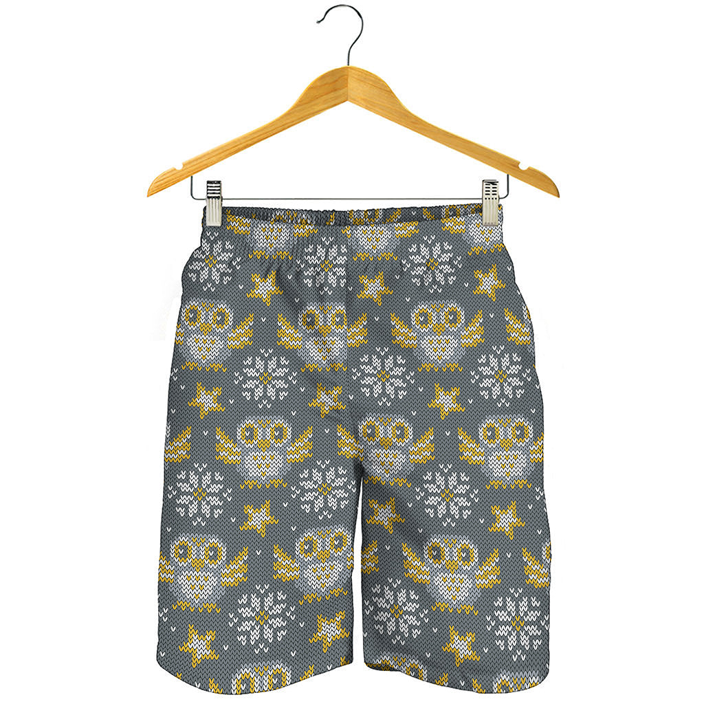 Owl Knitted Pattern Print Men's Shorts