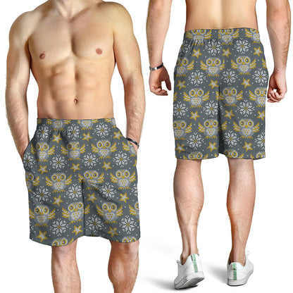Owl Knitted Pattern Print Men's Shorts
