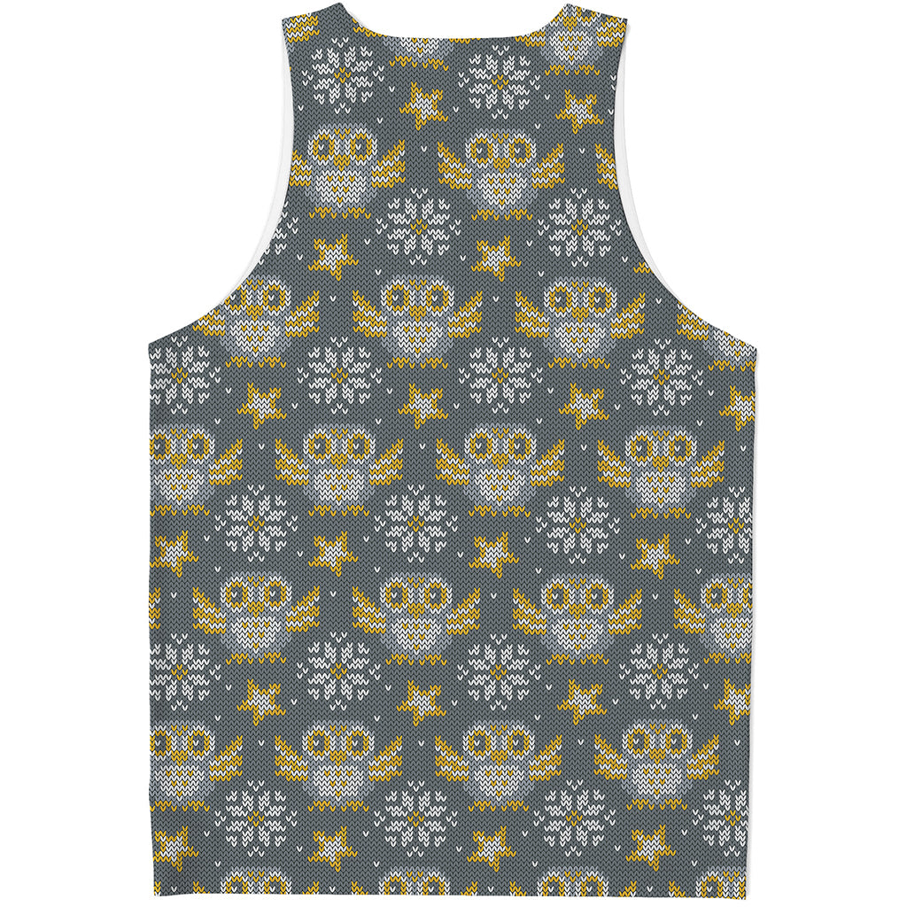 Owl Knitted Pattern Print Men's Tank Top