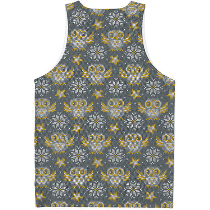 Owl Knitted Pattern Print Men's Tank Top