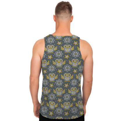 Owl Knitted Pattern Print Men's Tank Top