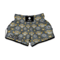 Owl Knitted Pattern Print Muay Thai Boxing Shorts