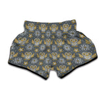 Owl Knitted Pattern Print Muay Thai Boxing Shorts