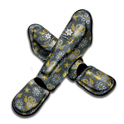Owl Knitted Pattern Print Muay Thai Shin Guard