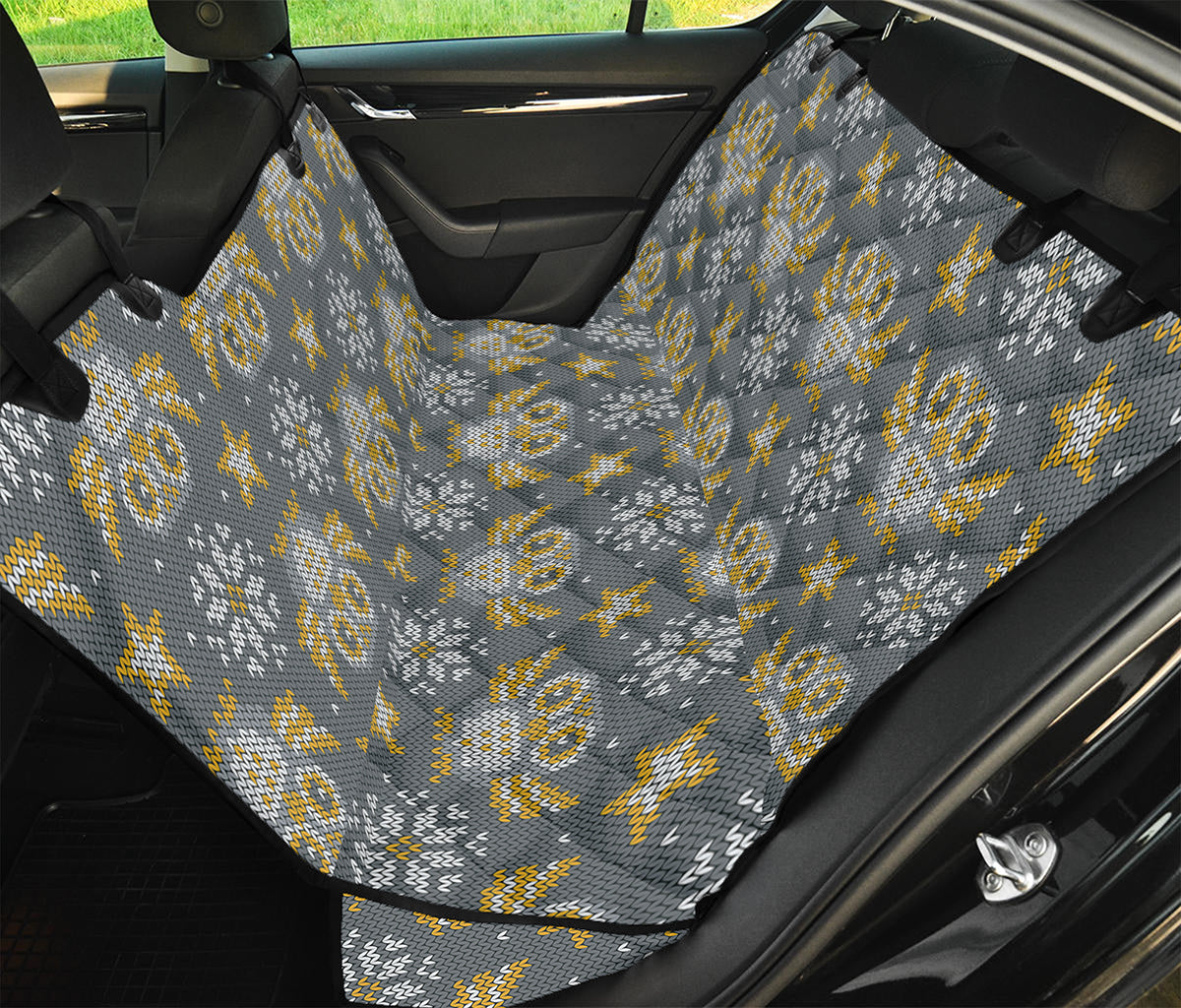 Owl Knitted Pattern Print Pet Car Back Seat Cover