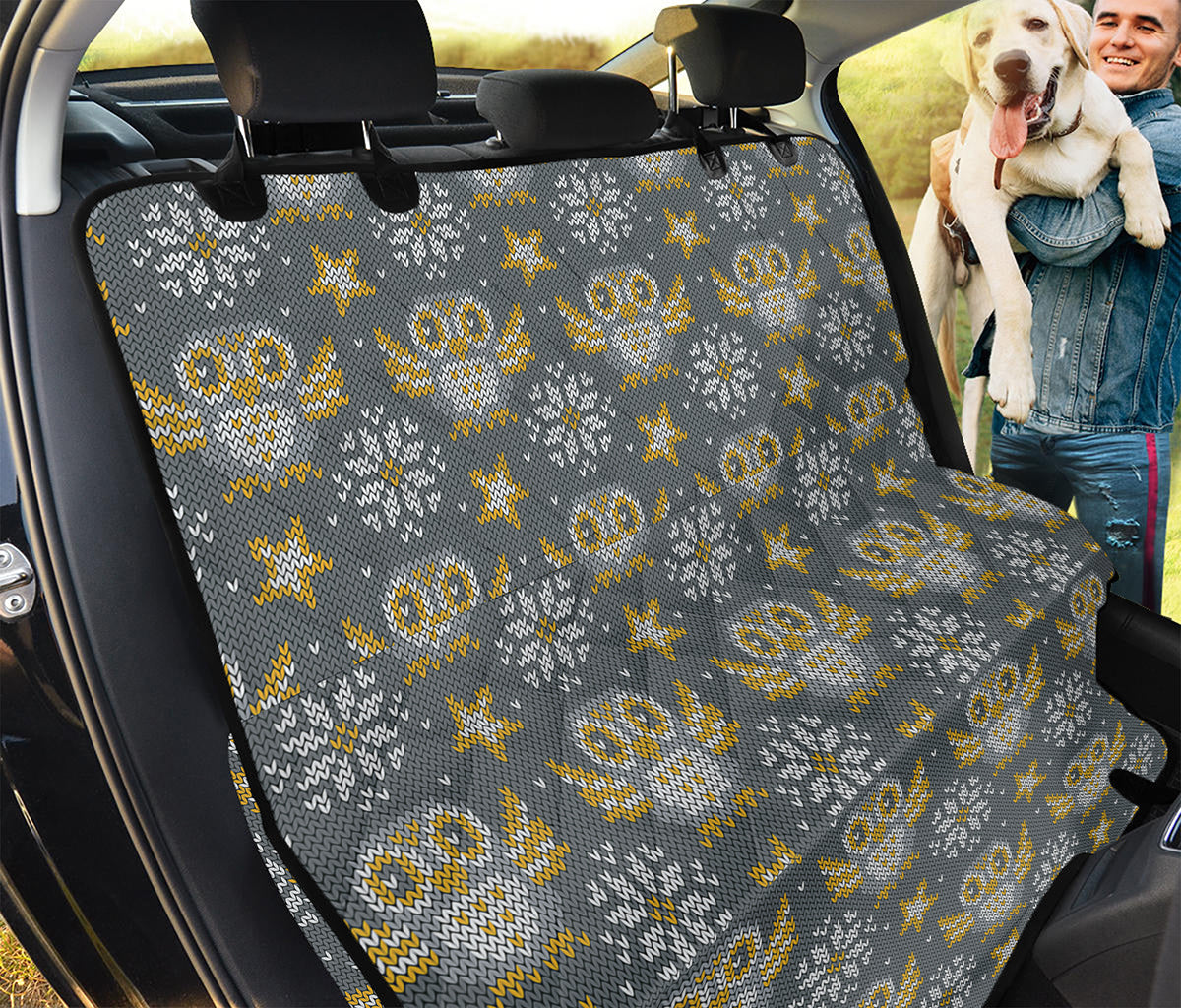 Owl Knitted Pattern Print Pet Car Back Seat Cover