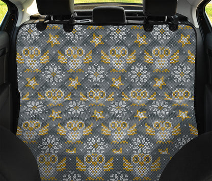 Owl Knitted Pattern Print Pet Car Back Seat Cover