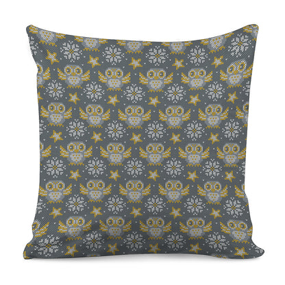Owl Knitted Pattern Print Pillow Cover