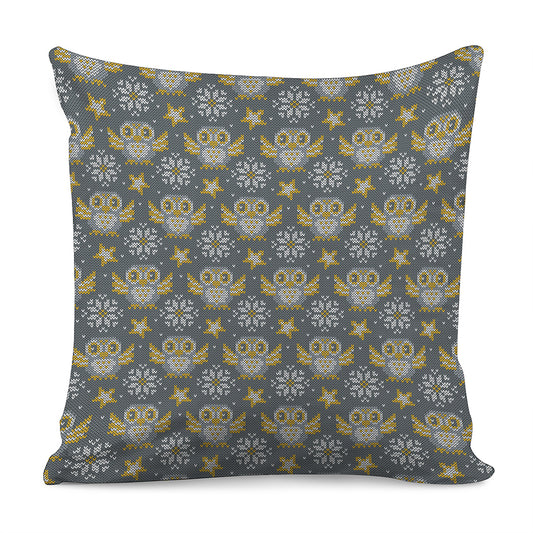 Owl Knitted Pattern Print Pillow Cover