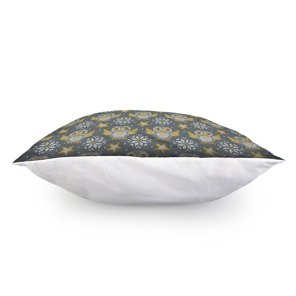 Owl Knitted Pattern Print Pillow Cover