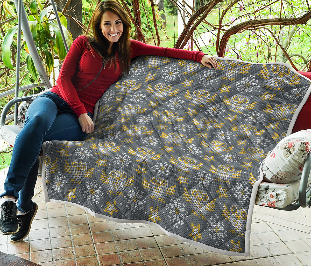 Owl Knitted Pattern Print Quilt