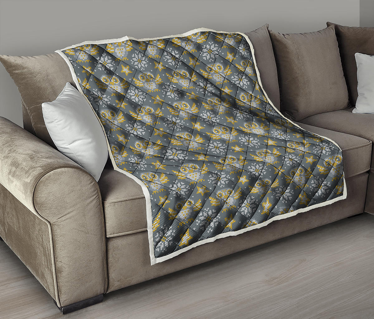 Owl Knitted Pattern Print Quilt