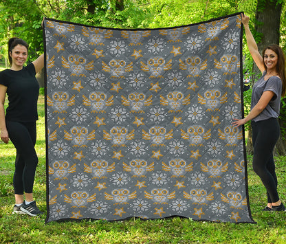 Owl Knitted Pattern Print Quilt