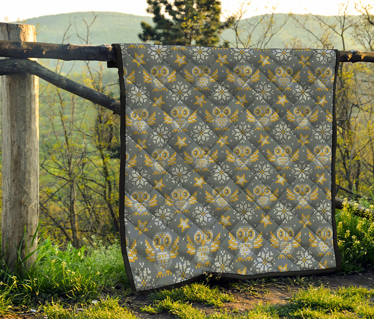 Owl Knitted Pattern Print Quilt