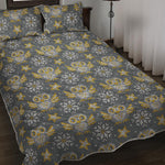 Owl Knitted Pattern Print Quilt Bed Set