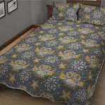 Owl Knitted Pattern Print Quilt Bed Set