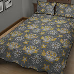 Owl Knitted Pattern Print Quilt Bed Set
