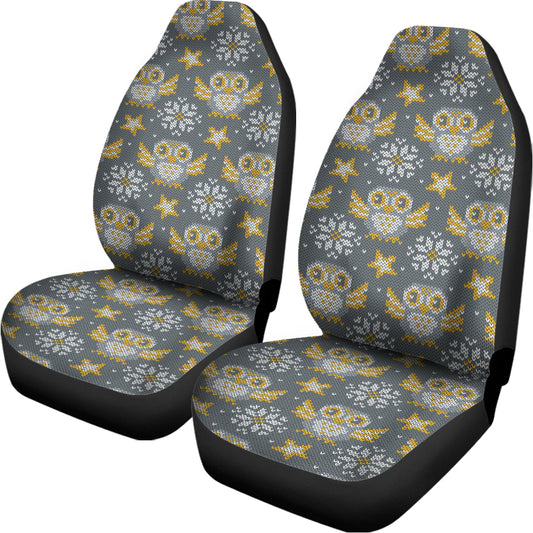 Owl Knitted Pattern Print Universal Fit Car Seat Covers