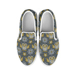 Owl Knitted Pattern Print White Slip On Shoes