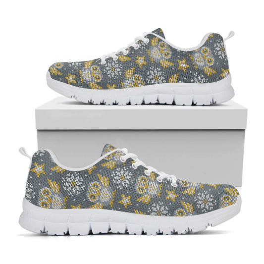 Owl Knitted Pattern Print White Sneakers