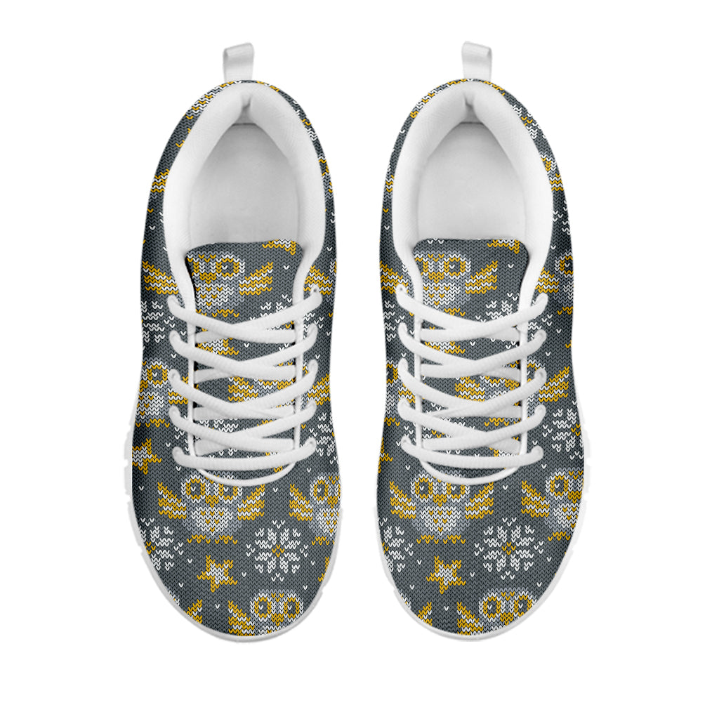 Owl Knitted Pattern Print White Sneakers