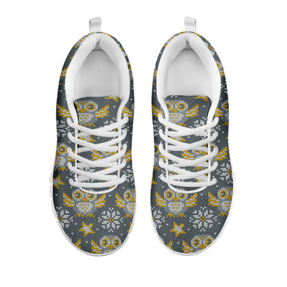 Owl Knitted Pattern Print White Sneakers