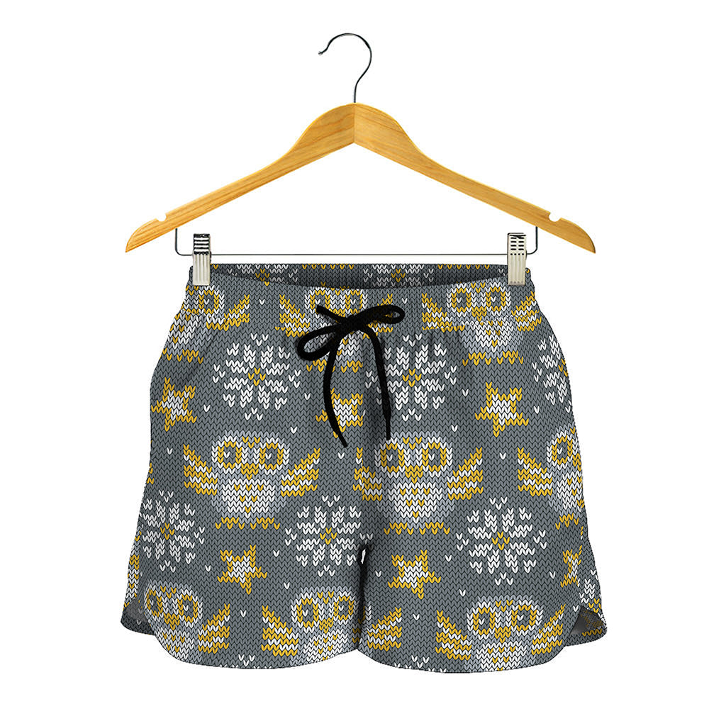 Owl Knitted Pattern Print Women's Shorts