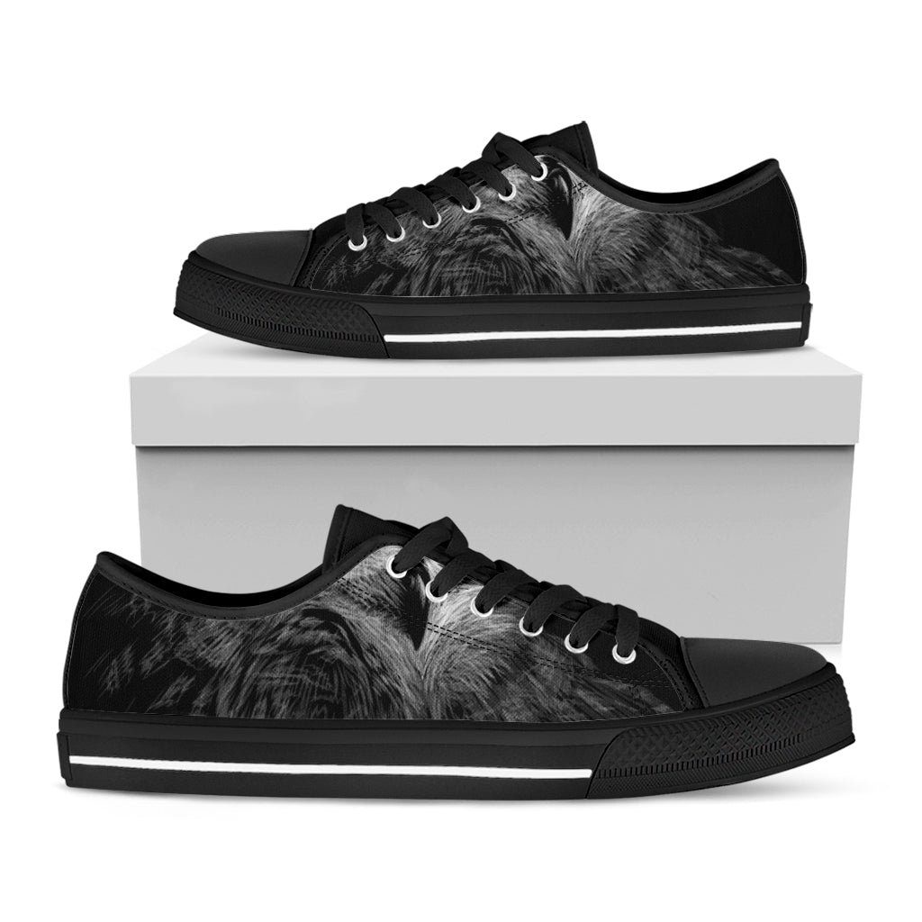 Owl Portrait Print Black Low Top Shoes