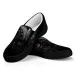 Owl Portrait Print Black Slip On Shoes