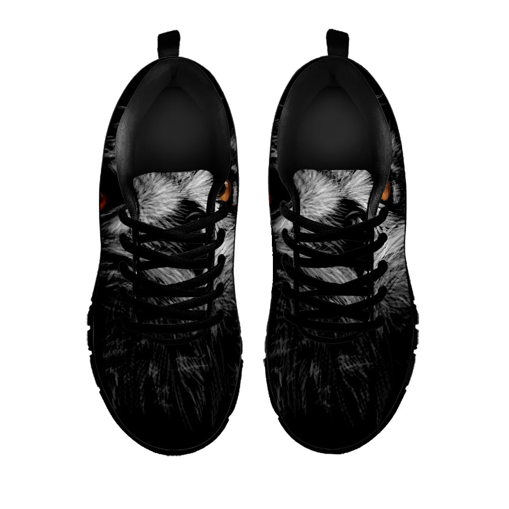 Owl Portrait Print Black Sneakers