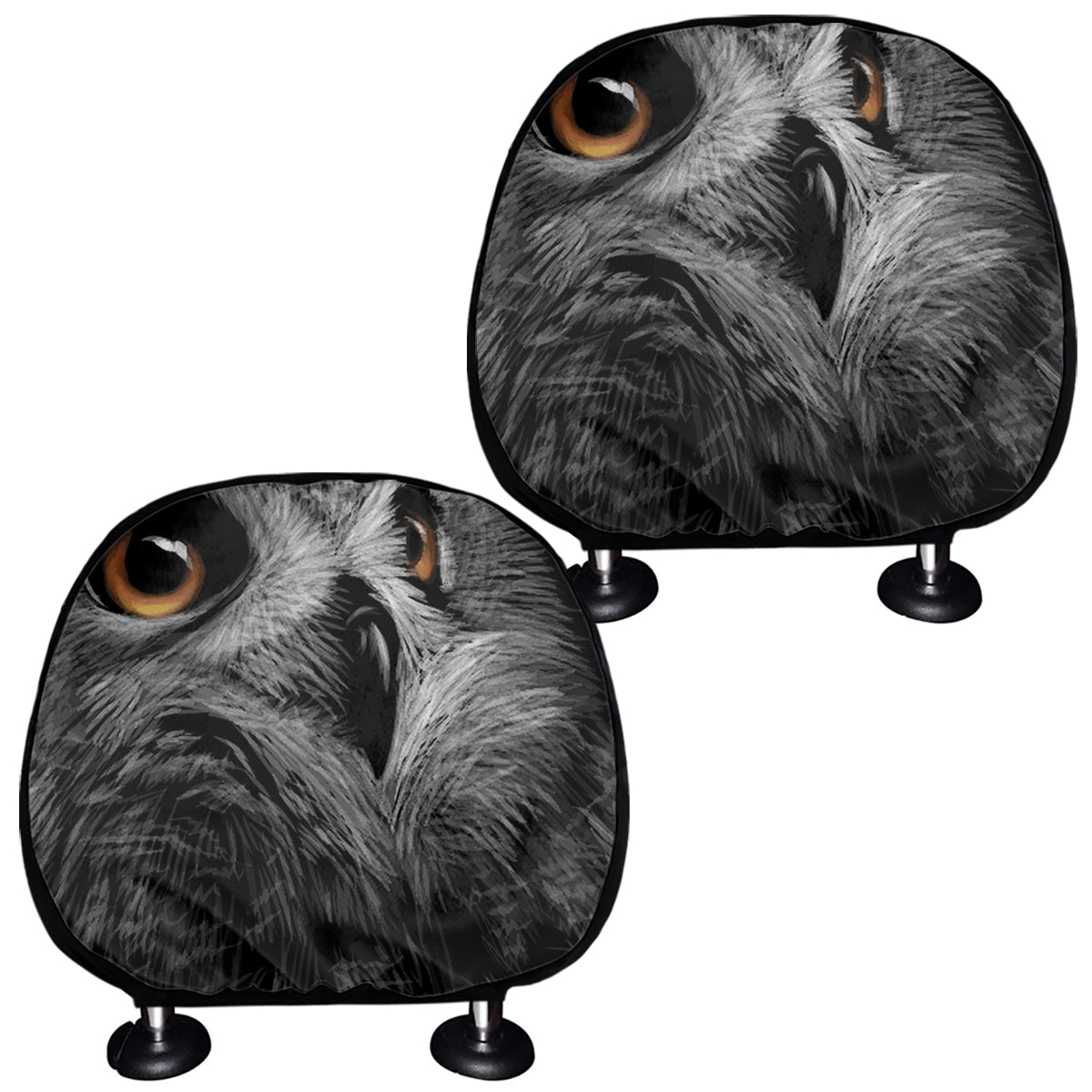 Owl Portrait Print Car Headrest Covers