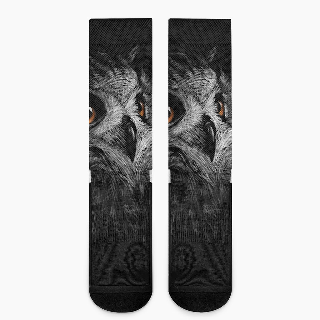 Owl Portrait Print Crew Socks