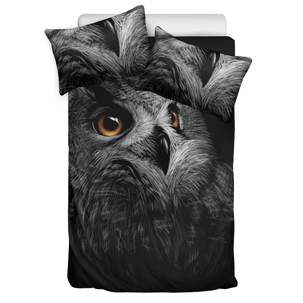 Owl Portrait Print Duvet Cover Bedding Set