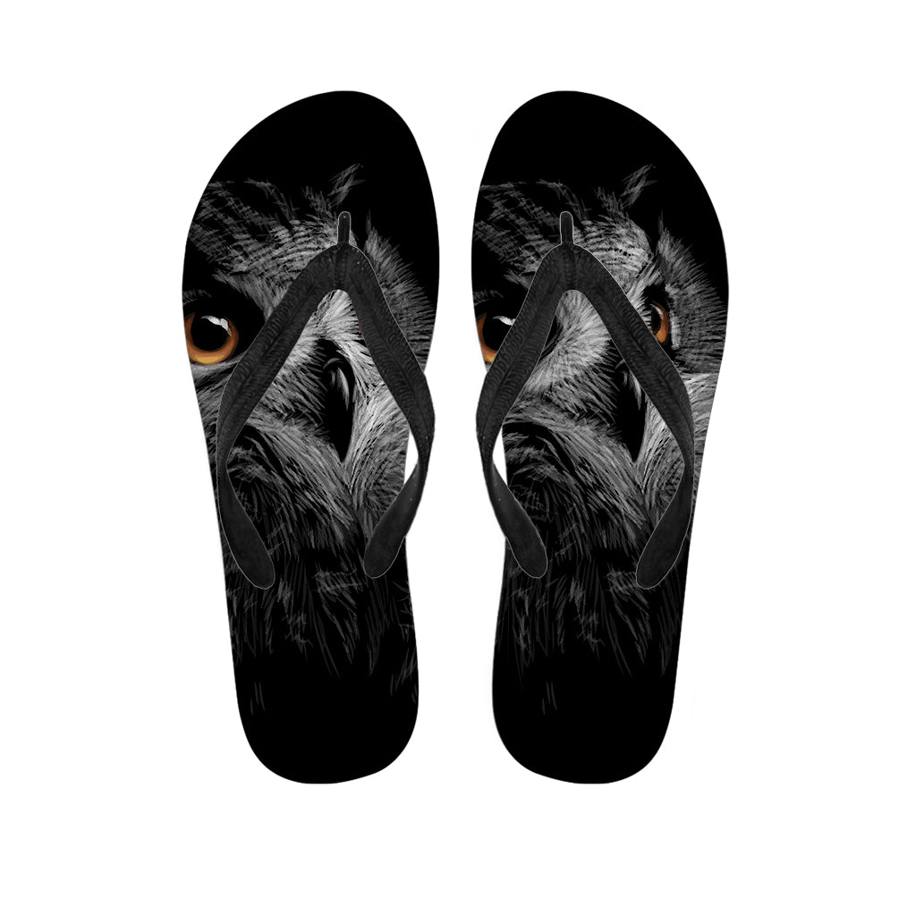 Owl Portrait Print Flip Flops