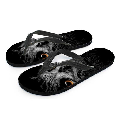 Owl Portrait Print Flip Flops