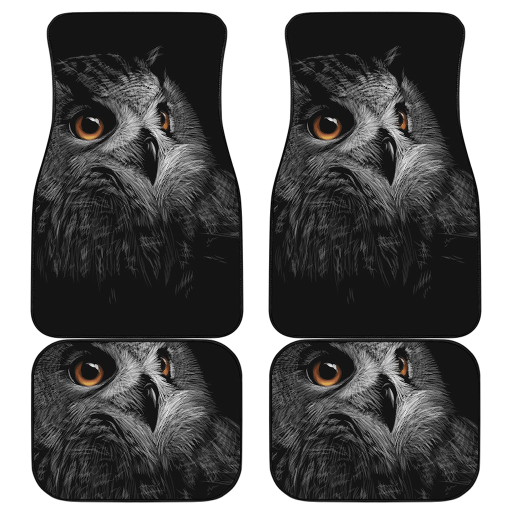 Owl Portrait Print Front and Back Car Floor Mats