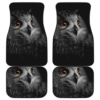 Owl Portrait Print Front and Back Car Floor Mats