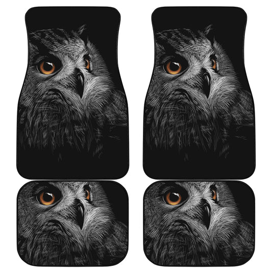 Owl Portrait Print Front and Back Car Floor Mats